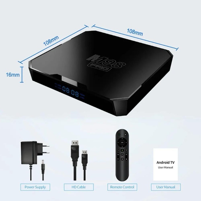 M98 PRO Android 10.0 akıllı TV kutusu 2gb 16gb 4k 3d WIFI Android 10 Andriod TV Box