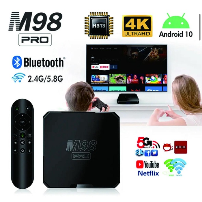 M98 PRO Android 10.0 akıllı TV kutusu 2gb 16gb 4k 3d WIFI Android 10 Andriod TV Box