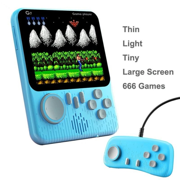 G7 Ultra İnce Retro 3.5 inç 666 Oyunlu Çocuk Oyun Konsolu Atari