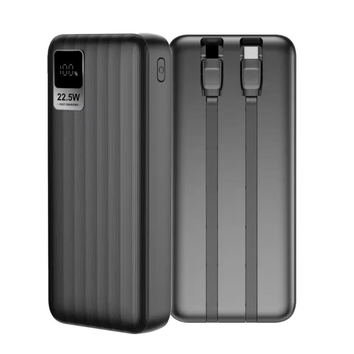 LED Ekranlı Powerbank 10000MAH Type-C Lightning Kablo iPhone Uyumlu Güç Bankası Şarj Cihazı DS-W07