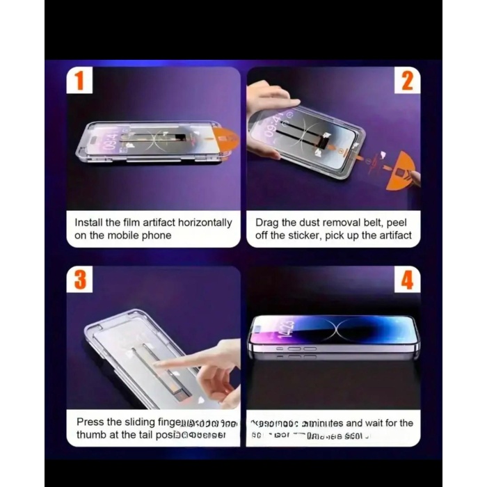 İphone 16 Pro İçin Kolay Kurulum Aparatlı Temperli Ekran Koruyucu Film PRİVACY