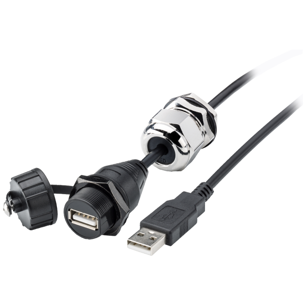 6AV6881-0AF22-0DC0 USB cable type B, female USB A, IP67, male USB A, IP20,
