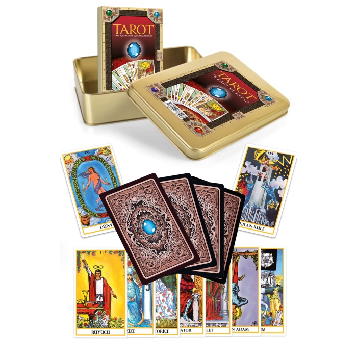 78 Tarot Kartı ve Yorum Kitabı Metal Kutulu Set