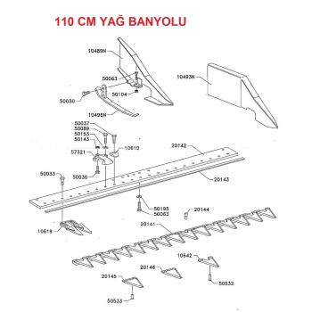Grillo GF2 - GF3 Üst Bıçak Komple 110 cm 20141