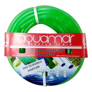 Aquamar Silikonlu Şeffaf Hortum 3/4 100 mt Yeşil