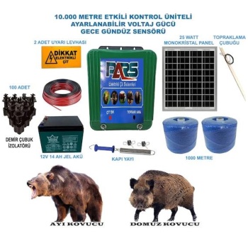 Pars Elektrikli Çit Ayı-Domuz Kovucu Eco Set 1000 (Demir Direk İzolatörlü)