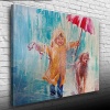 Yağmurda Koşan Çocuk ve Köpeği Kanvas Tablo 50 x 70