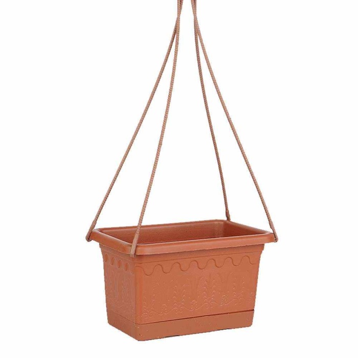 Makrome Askılı Balkon Saksı 4 Adet No:1, Kahverengi Askılı Saksı