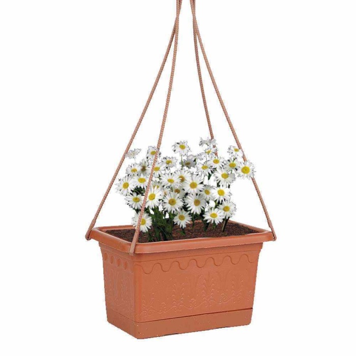 Makrome Askılı Balkon Saksı 4 Adet No:1, Kahverengi Askılı Saksı