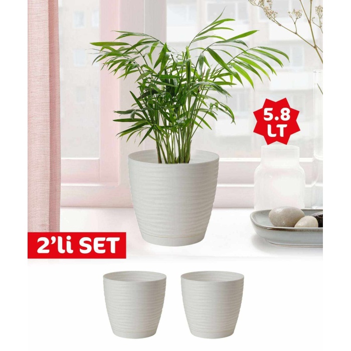Desenli Sahra Saksı 5.8 Litre 2 Adet , Bahçe Balkon Saksı No:5