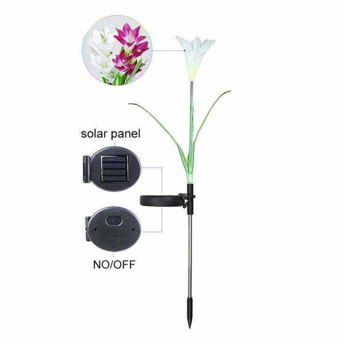 Solar Bahçe Lambası Zambak (7903) 1 Dal, Dekoratif Bahçe Aydınlatma