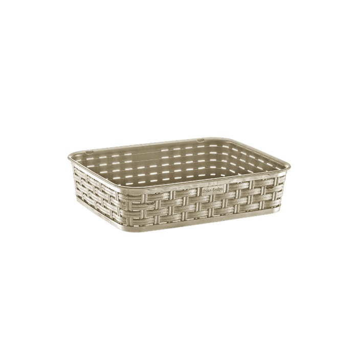 Plastik Dekoratif Sepet Krem, Düzenleyici Rattan Basket Sepet Orta