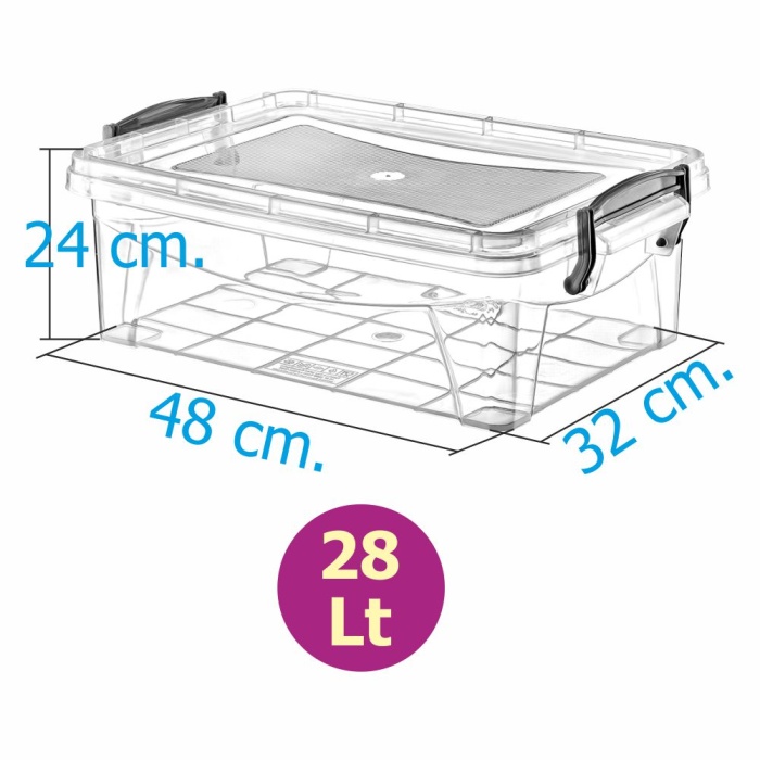 Saklama Kabı, Kiler Box, SA325 NO:6 Erzak Kabı, Kilitli Saklama Kutusu, 28 Litre