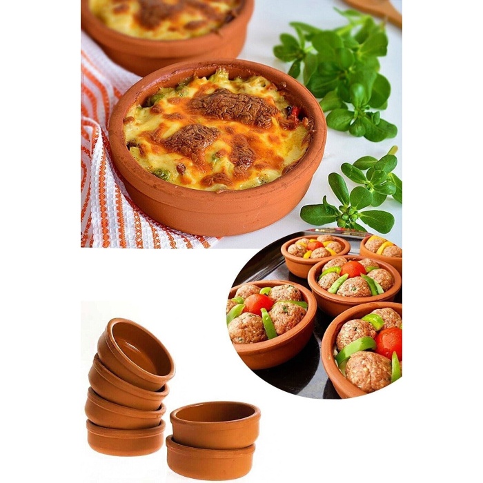 Doğal Toprak Güveç Seti, Sütlaç ve Güveç Kabı (ORTA BOY 6LI PAKET)