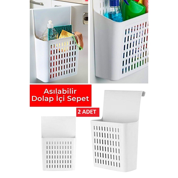 2 Adet Askılı Dolap Içi Düzenleyici Sepet Mutfak Banyo Düzenleyici Asılabilir Organizer Sepet