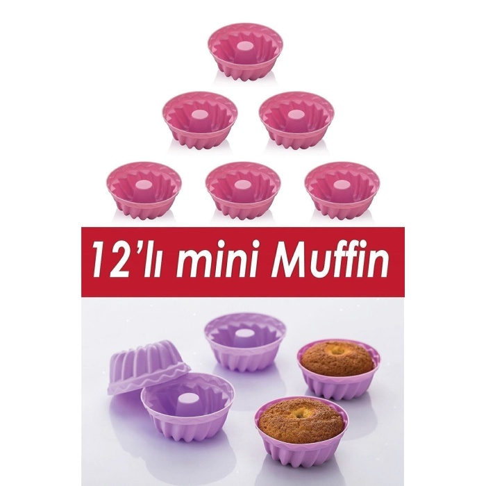 12 Li Silikon Renkli Muffin Kek Kalıbı KH085858