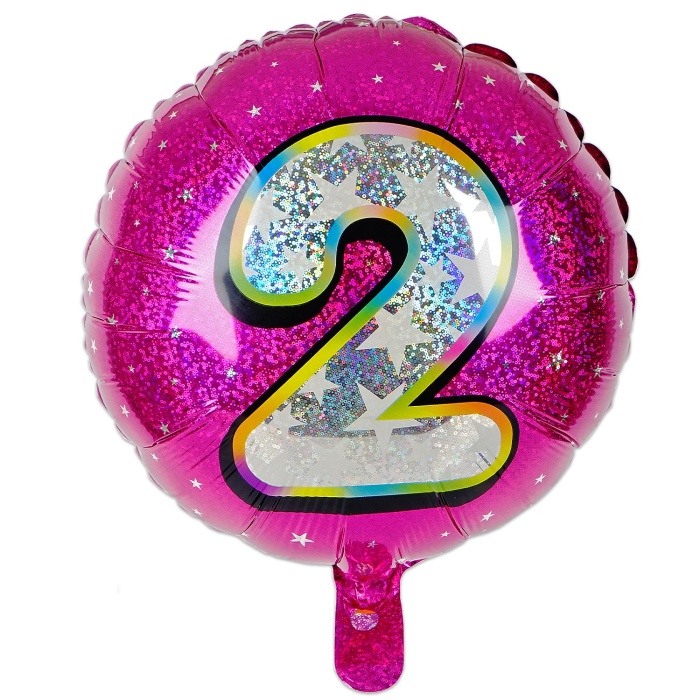 Folyo Rakam Pembe Balon 40 Cm, 2 Yazılı Yaldızlı Balon, Parti Balonu