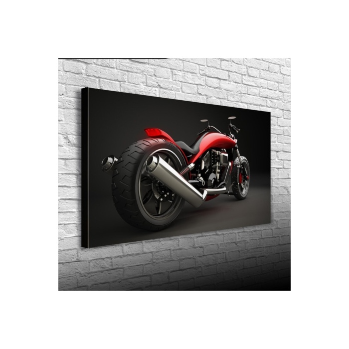 Kırmızı Naked Motor Canvas Tablo (60x120)