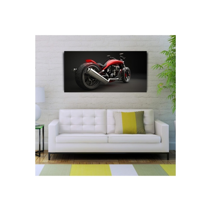 Kırmızı Naked Motor Canvas Tablo (60x120)