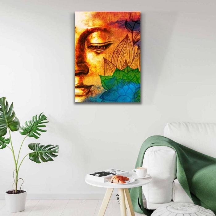 Soyut, Turuncu Renkler Kadın Portresi Kanvas Tablo 50 x 70