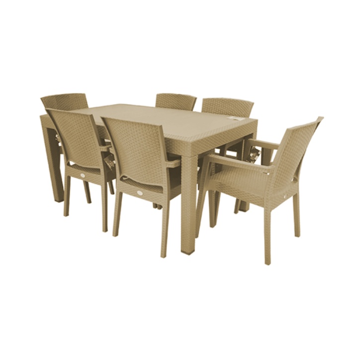 İşsevenler Rattan Bahçe Mutfak Masa Takımı Kahverengi