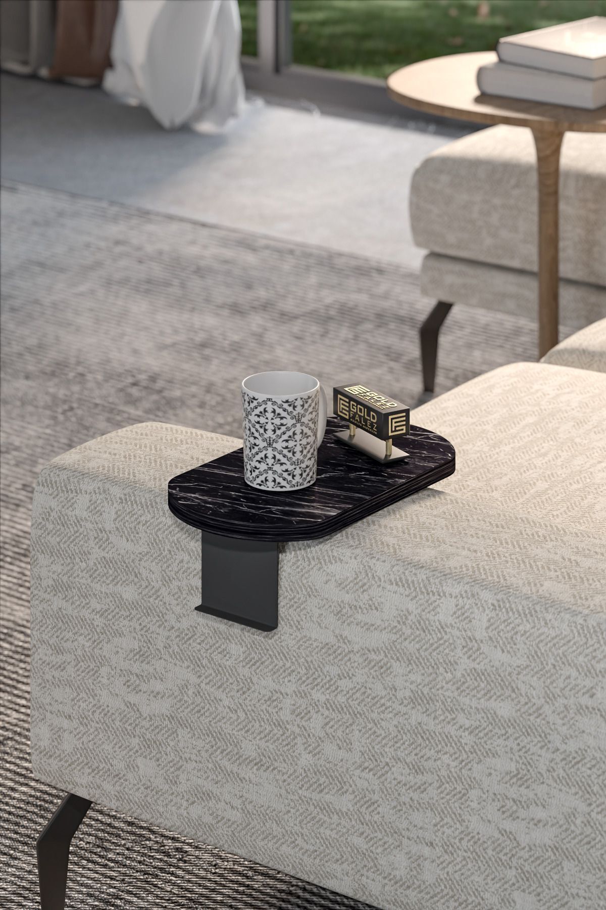 Yan Sehpa Ayarlanabilir Tepsi OVAL Dekoratif Modern Yatay Dikey Koltuk Sehpası BENDİR