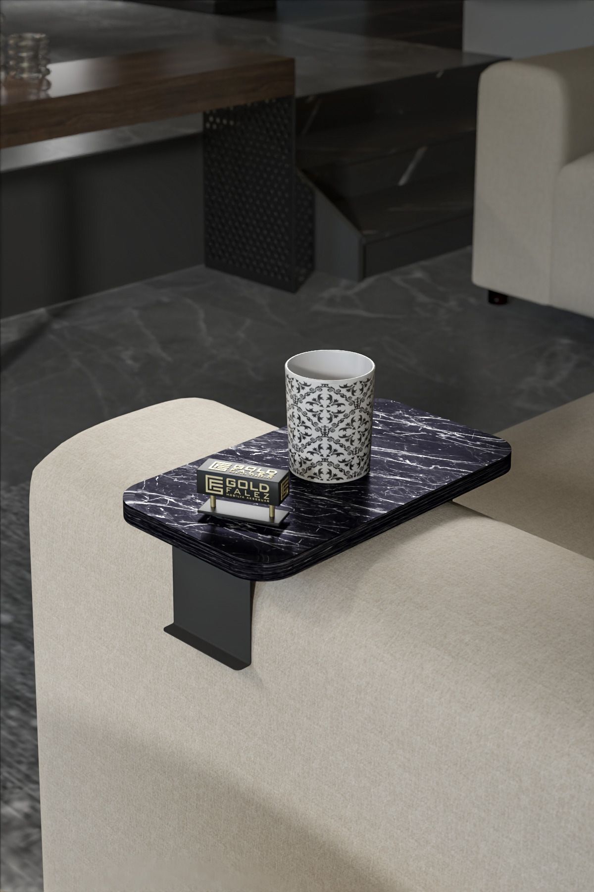 Yan Sehpa Ayarlanabilir Tepsi DİKDÖRTGEN Dekoratif Modern Yatay Dikey Koltuk Sehpası BENDİR