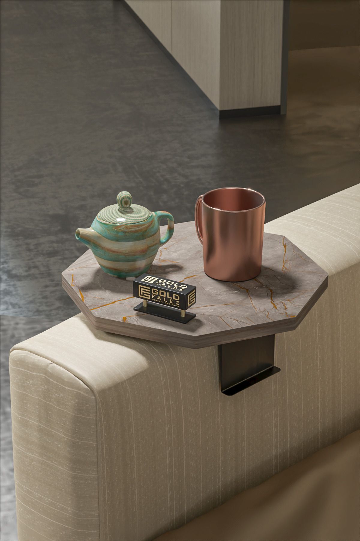 Yan Sehpa Ayarlanabilir Tepsi Dekoratif Modern Tepsi SEKİZGEN Gordion