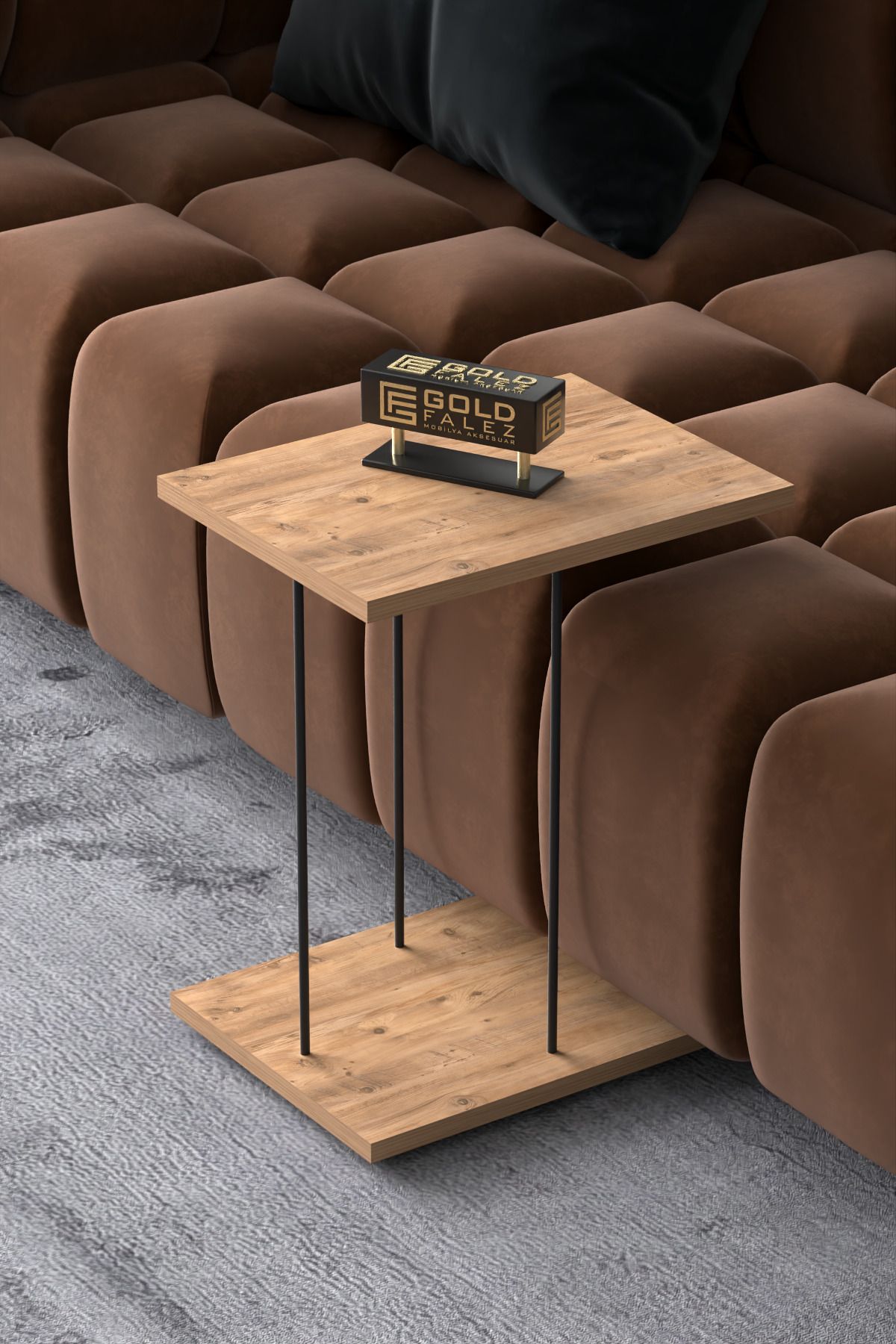 Yan Sehpa Tekerlekli Servis Sehpası HND Dikdörtgen Atlantik çam