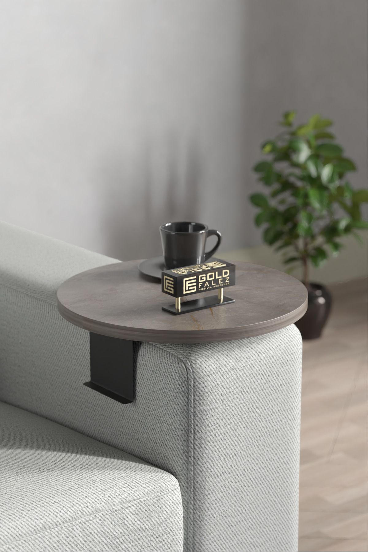 Yan Sehpa Ayarlanabilir Tepsi Dekoratif Modern Tepsi GORDİON