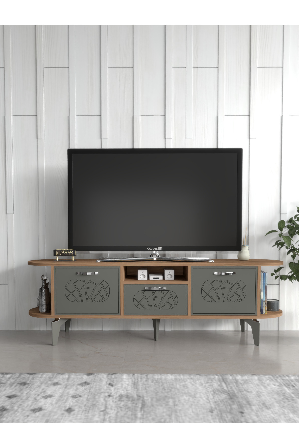 Tv Sehpası Mira Atlantik 5031 Gümüş 160 Cm 35 Cm 50 Cm