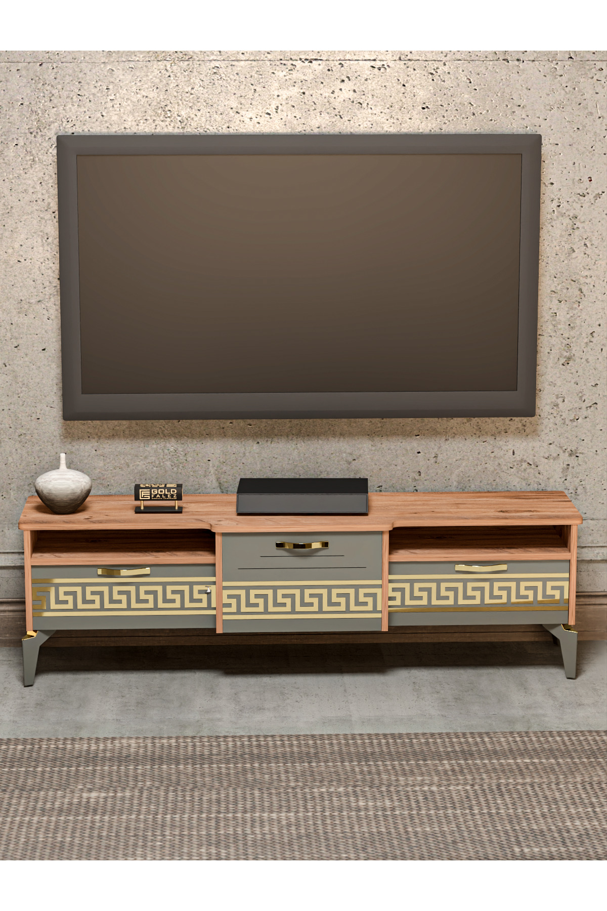 Tv Sehpası Tv Ünitesi 160 Cm Atlantik Çam Gold Mistral 5070