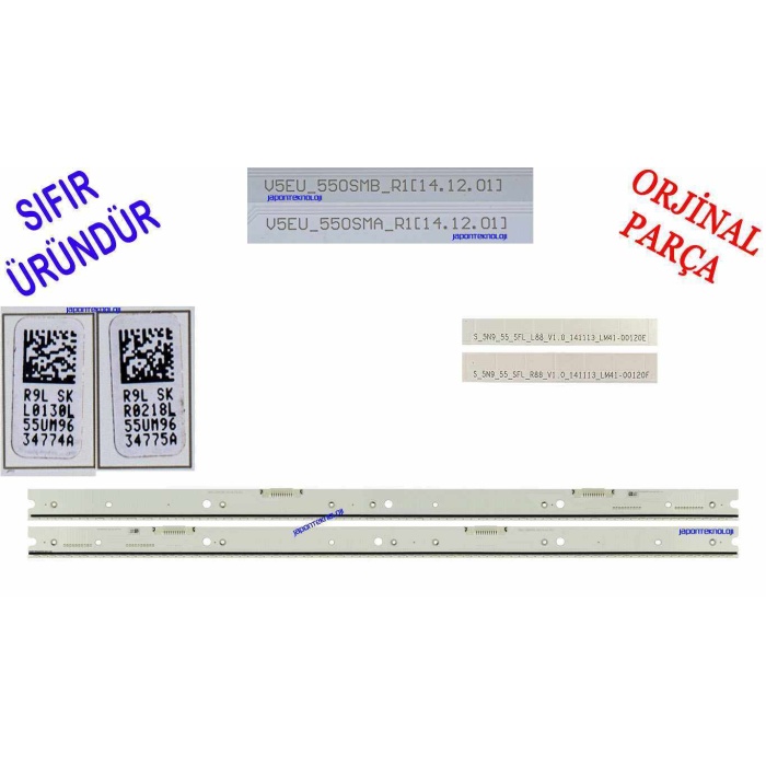 SAMSUNG UE55JS8500, UE55JS9000, LED BAR, BN96-34774A, BN96-34775A, V5EU_550SMA_R1, V5EU_550SMB_R1,