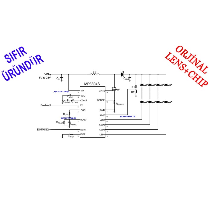 MP3394S , MP3394 4 KANAL LED DRIVER IC ENTEGRE , mp3394s-mp3394-s-mp-3394-s-mps1244-mps1315-mps1249-mps1316-mps1315