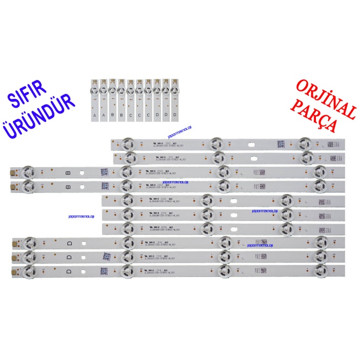 VESTEL 65U9500, 65U9400, 65UL9500, REGAL 65R7540UA, 65R7540UB, HITACHI 65HT8060UD LED BAR, JL.D65081330-078ES-M_V01, JL.D65081330-078GS-M_V01, JL.D65081330-078HS-M_V01, JL.D65081330-078FS-M_V01, LED BARVES650QNTS-2D-N4