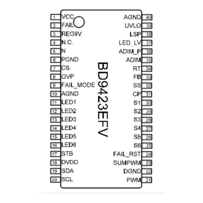 BD9423, BD9423EFV, 6 CHANNEL LED RIVER ENTEGRESİ , IC, SOP-40