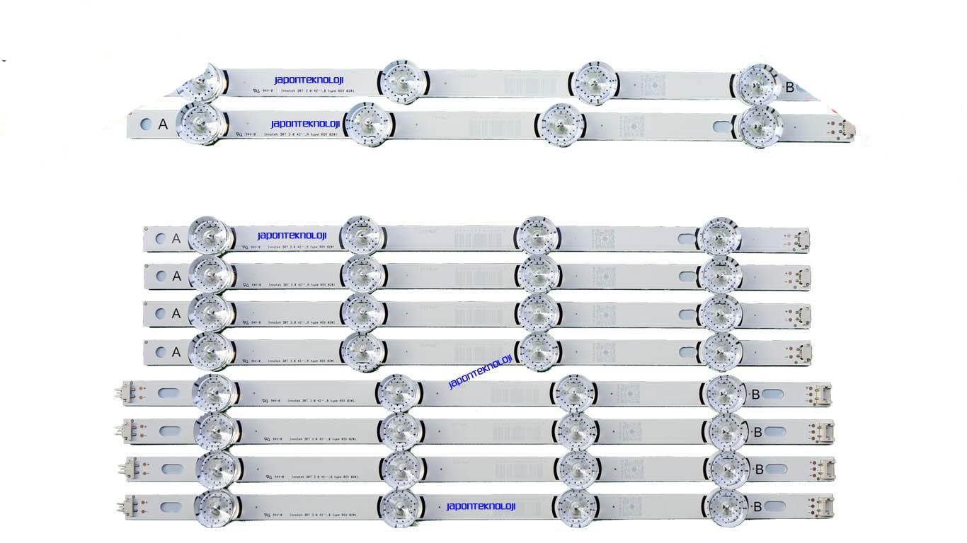 LG INNOTEK, DRT 3.0 42, 42LB SERİSİ 42LB652V , 42LB630V, 42LB620V, 42LF580N, 42LB582V, 42LB580N LED BAR TAKIMI 8ADET ORIGINAL LENS