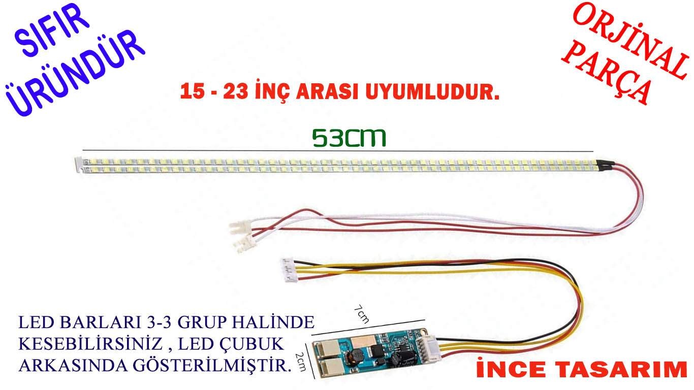 UNIVERSAL MONITOR LED , üniversal monitör ledi seti + invertör kart + florasan yerine led 15 - 23
