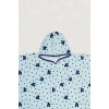 Çicek Unisex Mavi Sevimli  Yaş Plaj Havlusu Panço