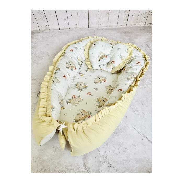 Baby Nest Koala Fırfırlı Ortopedik Çift Taraflı Bebek Yatağı Anne Yanı Bebek Yatağı