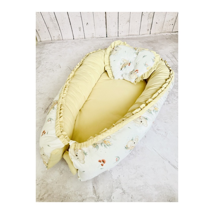 Baby Nest Koala Fırfırlı Ortopedik Çift Taraflı Bebek Yatağı Anne Yanı Bebek Yatağı