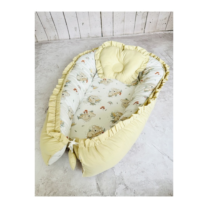 Baby Nest Koala Fırfırlı Ortopedik Çift Taraflı Bebek Yatağı Anne Yanı Bebek Yatağı