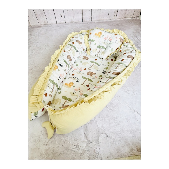 Baby Nest Zoo Fırfırlı Ortopedik Çift Taraflı Bebek Yatağı Anne Yanı Bebek Yatağı