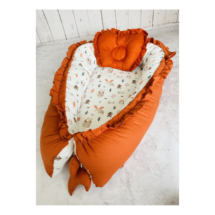 Baby Nest Sevimli Fırfırlı Ortopedik Çift Taraflı Bebek Yatağı Anne Yanı Bebek Yatağı
