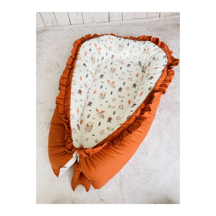 Baby Nest Sevimli Fırfırlı Ortopedik Çift Taraflı Bebek Yatağı Anne Yanı Bebek Yatağı