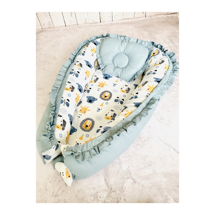 Baby Nest Kafalar Fırfırlı Ortopedik Çift Taraflı Bebek Yatağı Anne Yanı Bebek Yatağı