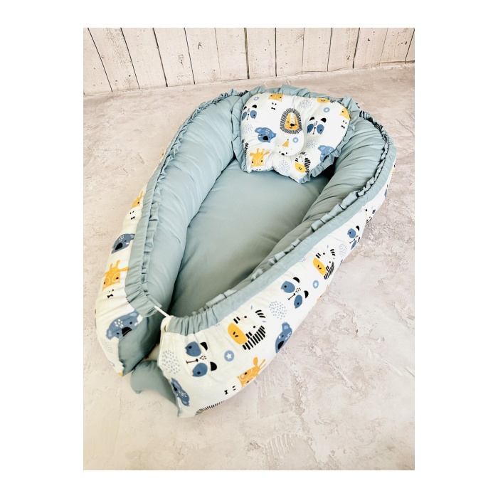 Baby Nest Kafalar Fırfırlı Ortopedik Çift Taraflı Bebek Yatağı Anne Yanı Bebek Yatağı