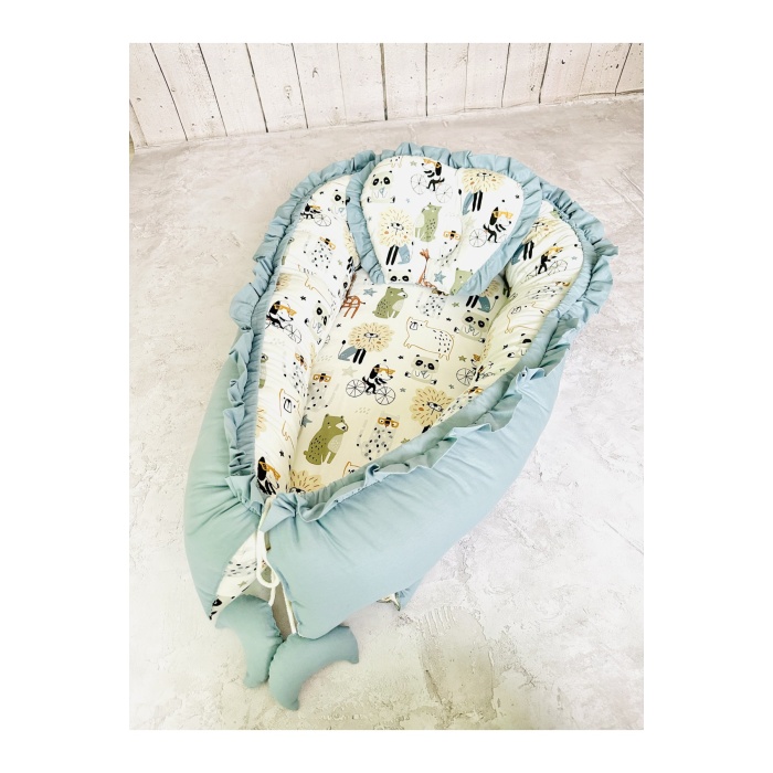 Baby Nest Hayvanlar Fırfırlı Ortopedik Çift Taraflı Bebek Yatağı Anne Yanı Bebek Yatağı