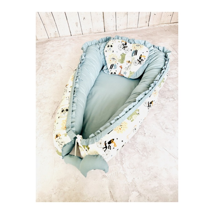 Baby Nest Hayvanlar Fırfırlı Ortopedik Çift Taraflı Bebek Yatağı Anne Yanı Bebek Yatağı