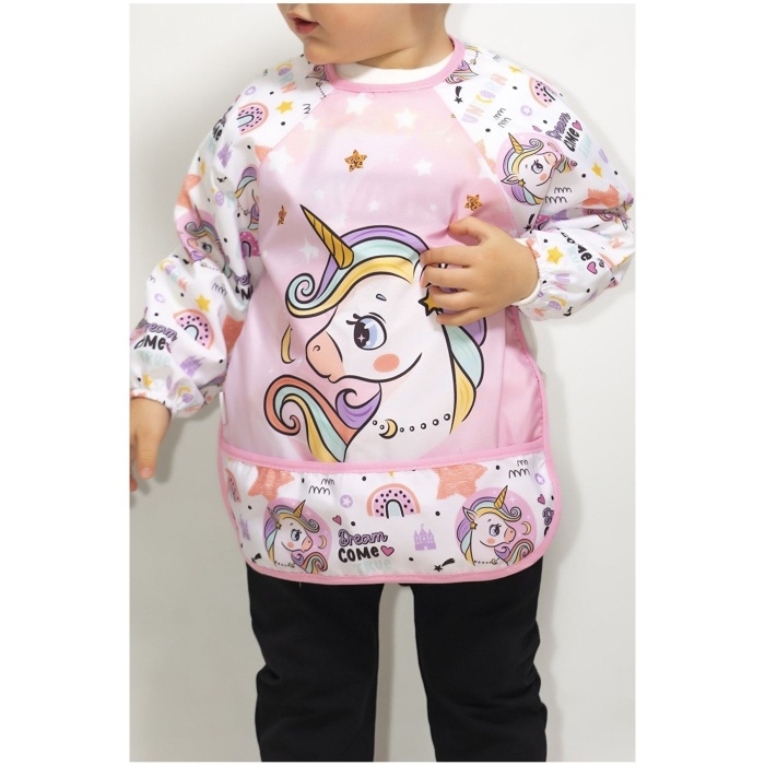 Unicorn Unisex Kollu Faliyet Mama Önlüğü 0/36 Ay Sıvı Geçirmez